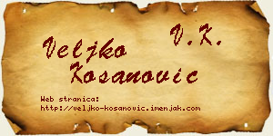 Veljko Kosanović vizit kartica